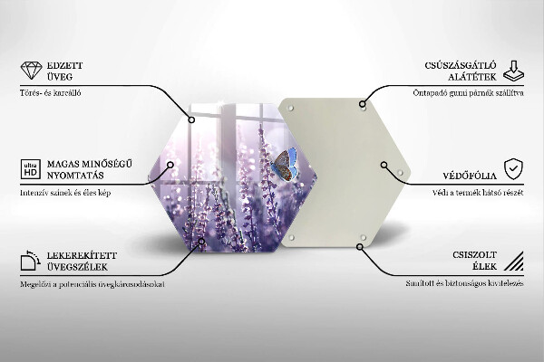 Tagliere in vetro Fiori di campo e farfalle