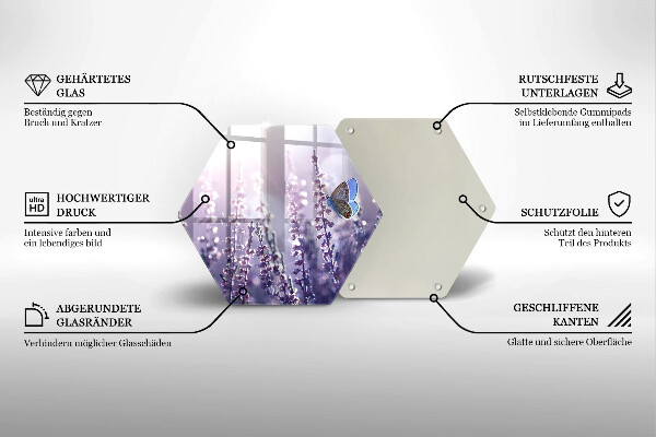 Tagliere in vetro Fiori di campo e farfalle