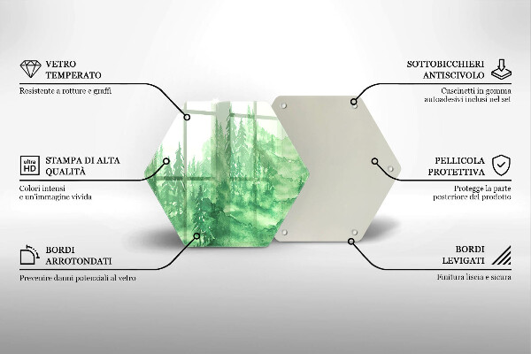 Tagliere in vetro Foresta dipinta
