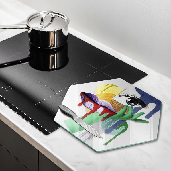 Tagliere in vetro Collage astratto di arte