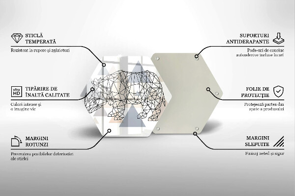 Tagliere in vetro Rinoceronte di linea artistica