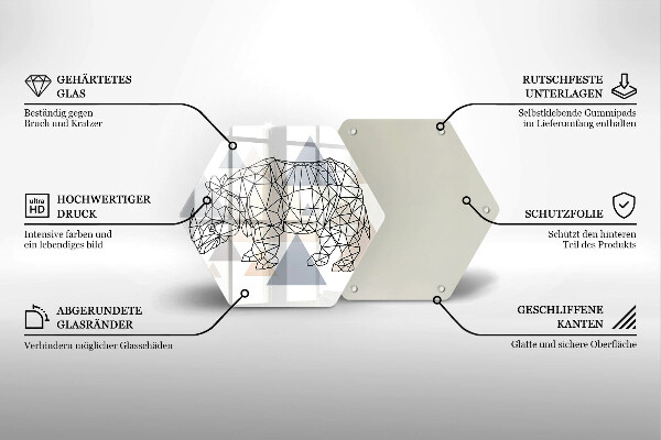 Tagliere in vetro Rinoceronte di linea artistica