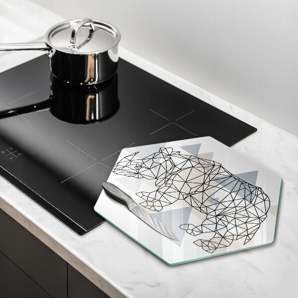 Tagliere in vetro Rinoceronte di linea artistica