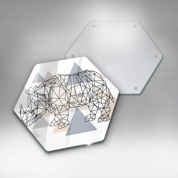 Tagliere in vetro Rinoceronte di linea artistica