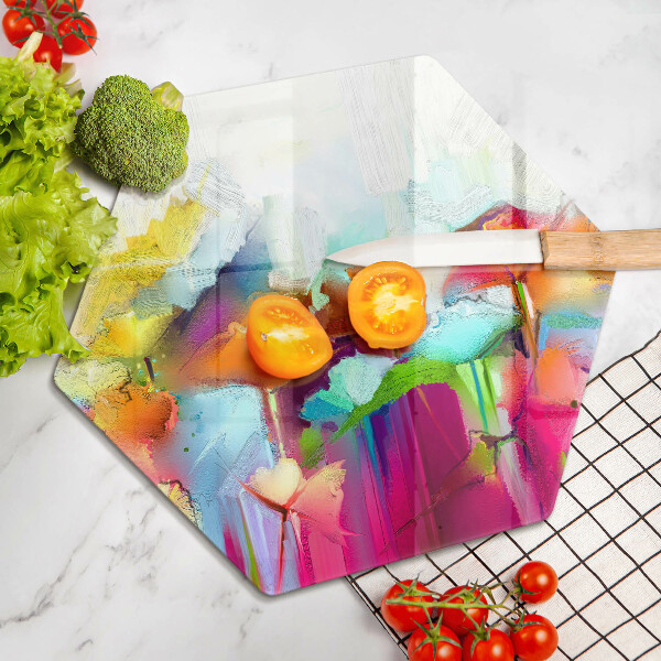 Tagliere in vetro Fiori dipinti