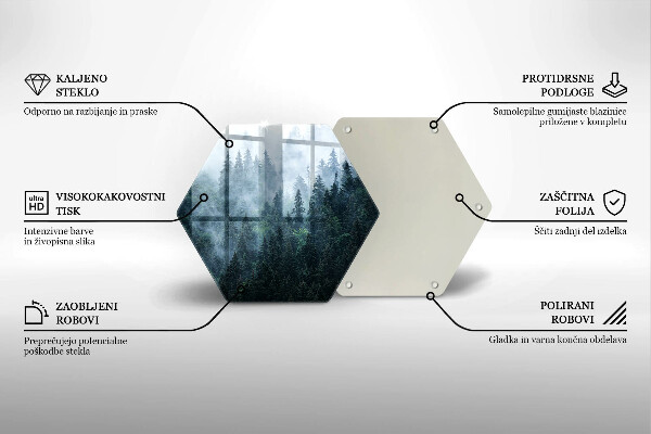 Tagliere in vetro Alberi forestali e nebbia