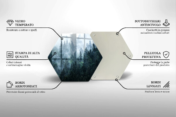 Tagliere in vetro Alberi forestali e nebbia