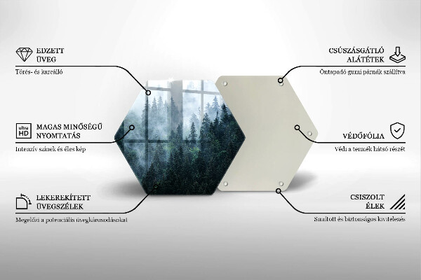 Tagliere in vetro Alberi forestali e nebbia