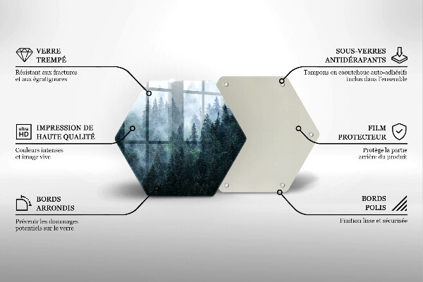 Tagliere in vetro Alberi forestali e nebbia