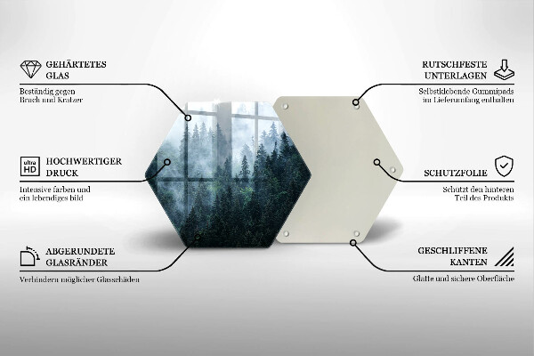 Tagliere in vetro Alberi forestali e nebbia