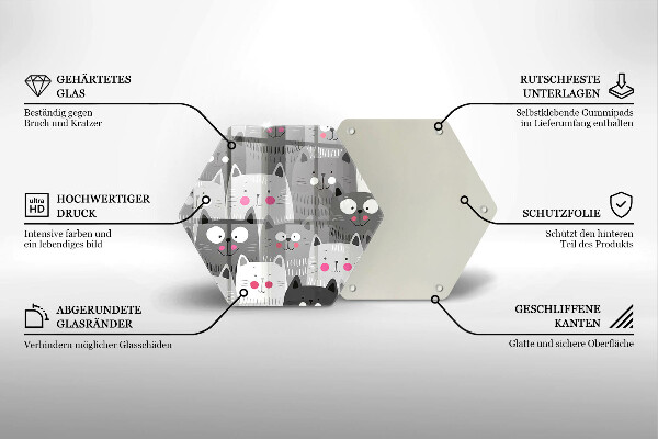 Tagliere in vetro Illustrazione dei gatti