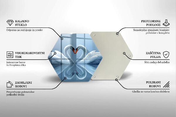 Tagliere in vetro Due cuori di cigno