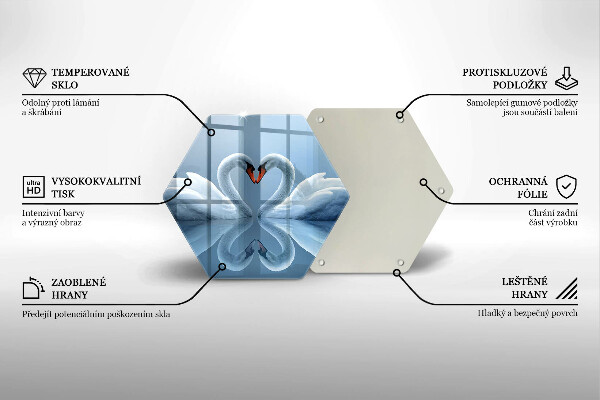 Tagliere in vetro Due cuori di cigno