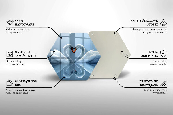 Tagliere in vetro Due cuori di cigno