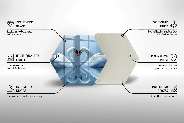 Tagliere in vetro Due cuori di cigno