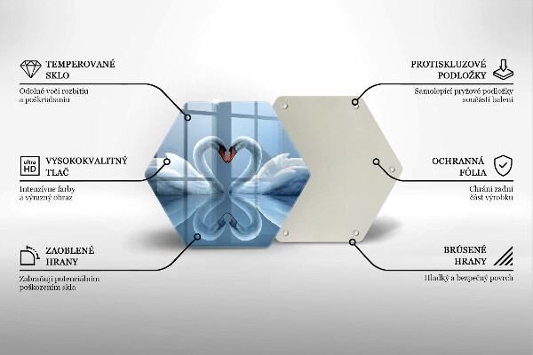 Tagliere in vetro Due cuori di cigno
