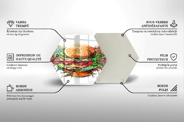 Tagliere in vetro Disegno dell'hamburger
