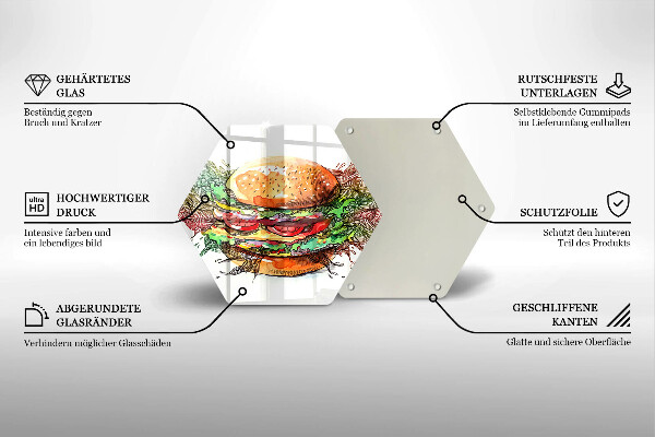 Tagliere in vetro Disegno dell'hamburger