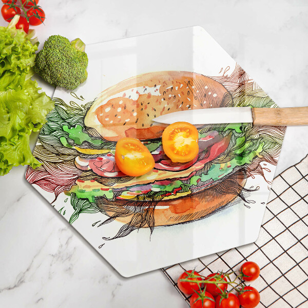 Tagliere in vetro Disegno dell'hamburger
