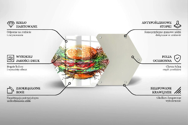 Tagliere in vetro Disegno dell'hamburger