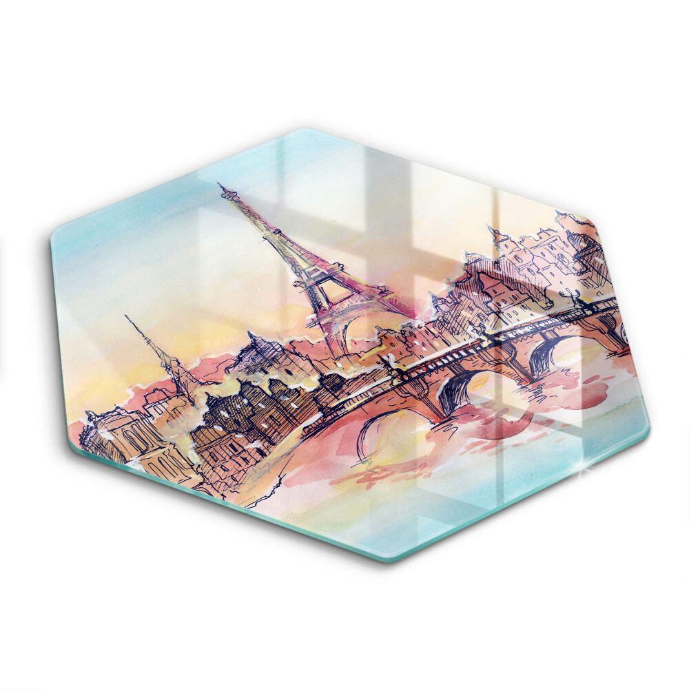 Tagliere in vetro Paesaggio della Torre Eiffel di Parigi