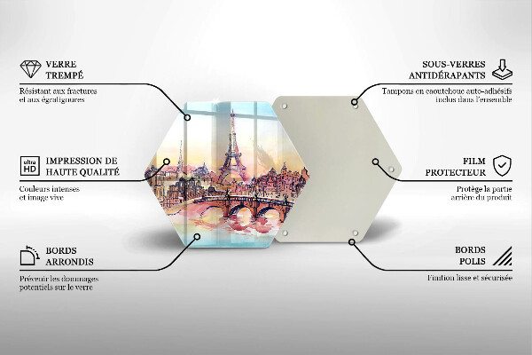 Tagliere in vetro Paesaggio della Torre Eiffel di Parigi