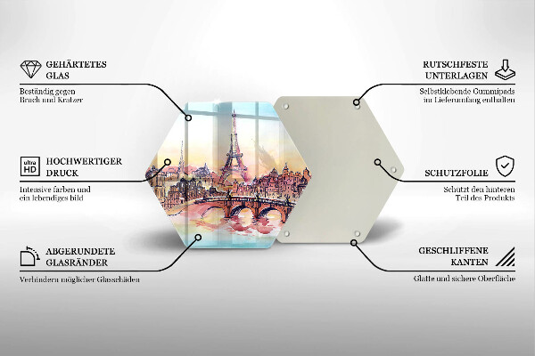 Tagliere in vetro Paesaggio della Torre Eiffel di Parigi