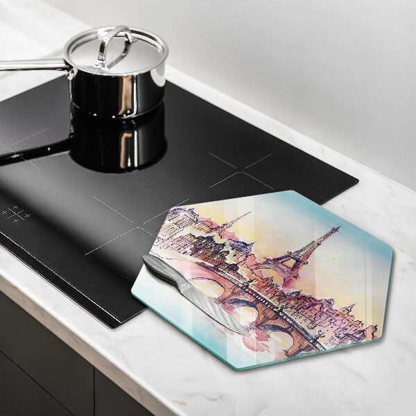Tagliere in vetro Paesaggio della Torre Eiffel di Parigi