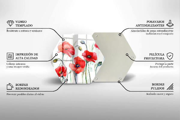 Tagliere in vetro Fiori di papaveri rossi