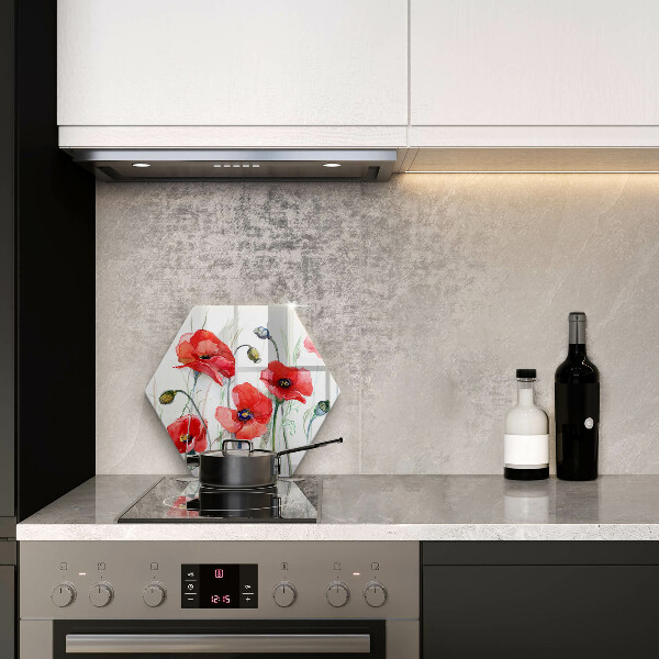 Tagliere in vetro Fiori di papaveri rossi