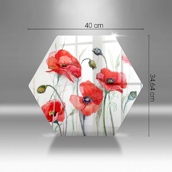 Tagliere in vetro Fiori di papaveri rossi