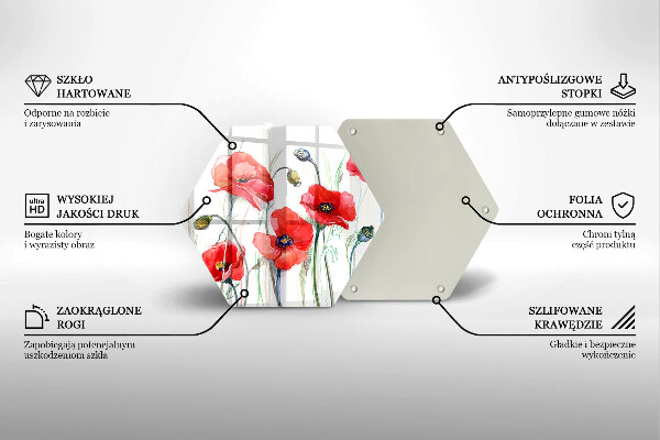 Tagliere in vetro Fiori di papaveri rossi