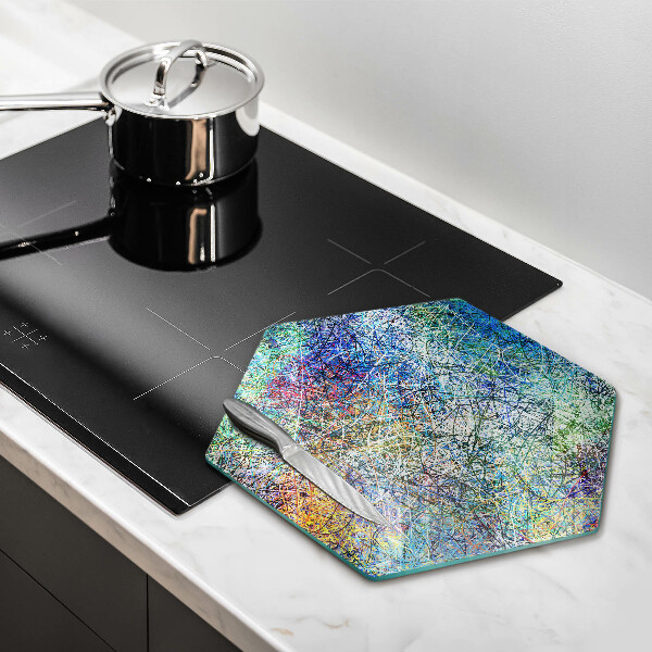 Tagliere in vetro Astrazione di linee colorate