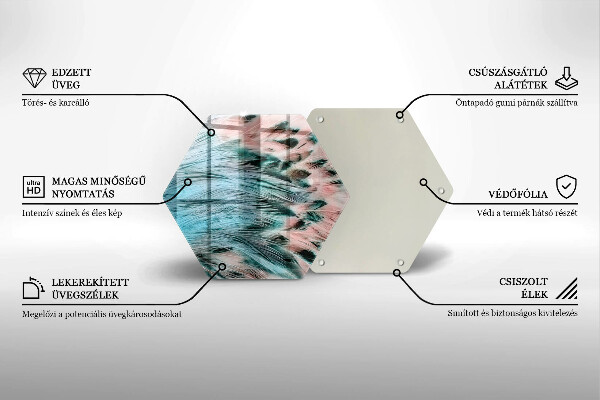 Tagliere in vetro Piume di uccelli boho