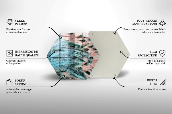 Tagliere in vetro Piume di uccelli boho