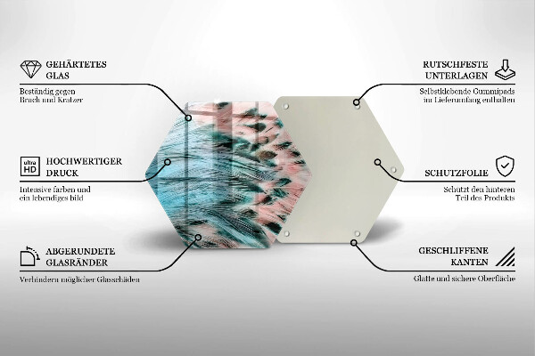 Tagliere in vetro Piume di uccelli boho