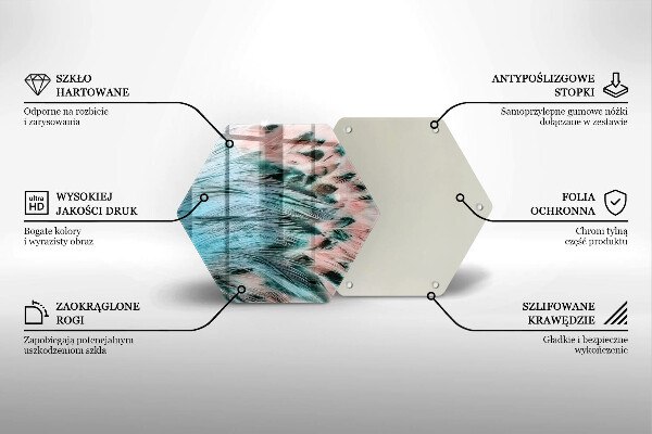 Tagliere in vetro Piume di uccelli boho