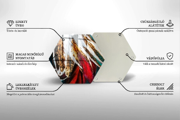 Tagliere in vetro Piume di uccelli boho