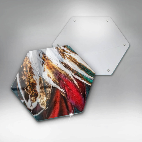 Tagliere in vetro Piume di uccelli boho