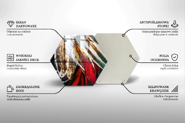 Tagliere in vetro Piume di uccelli boho