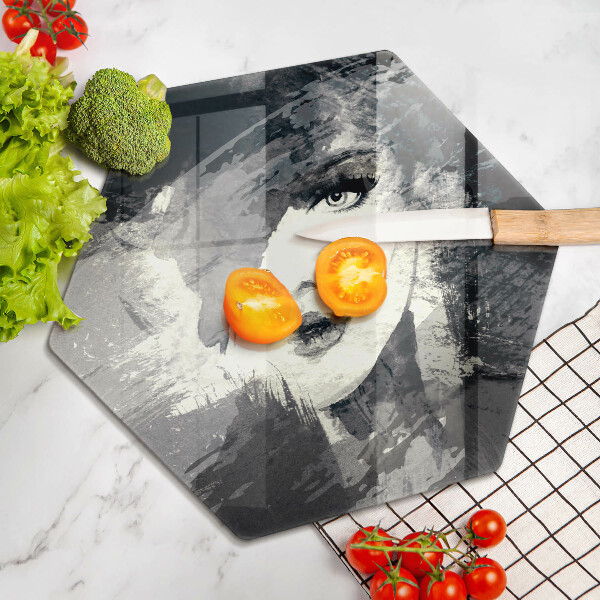 Tagliere in vetro Dipinto di una donna