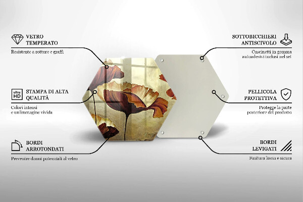 Tagliere in vetro Fiori boho dipinti