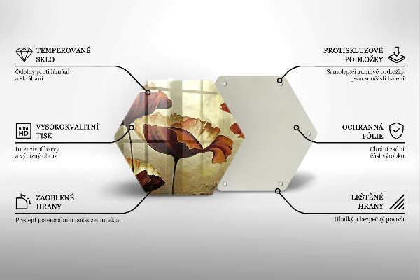 Tagliere in vetro Fiori boho dipinti