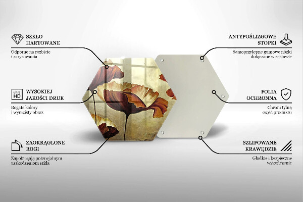 Tagliere in vetro Fiori boho dipinti