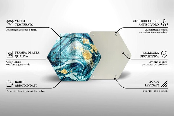 Tagliere in vetro temperato Astrazione dell'oro blu