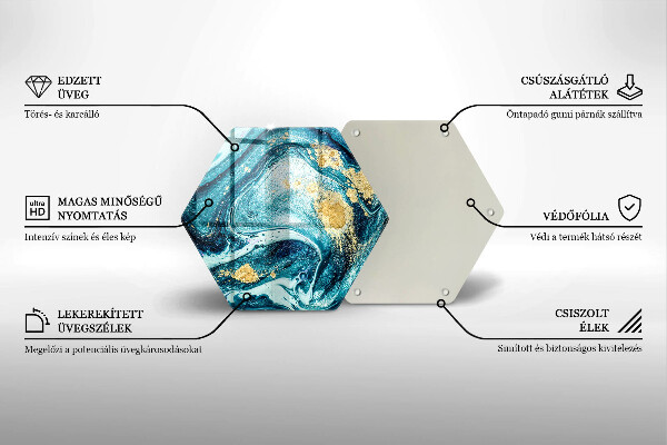 Tagliere in vetro temperato Astrazione dell'oro blu