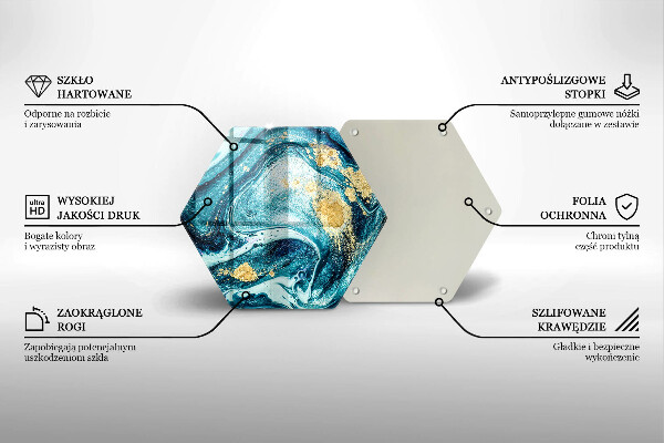 Tagliere in vetro temperato Astrazione dell'oro blu