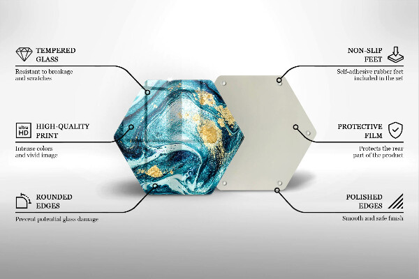 Tagliere in vetro temperato Astrazione dell'oro blu