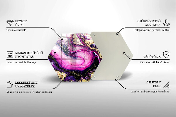 Tagliere in vetro temperato Oro di disegno astratto