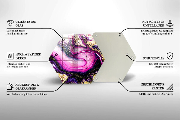 Tagliere in vetro temperato Oro di disegno astratto